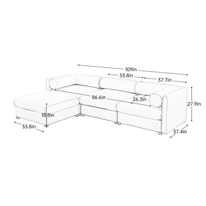 Contemporary Elegant White Chenille Sofa With Storage And Ottoman Home Essentials