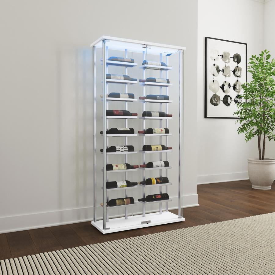 Montara - Tempered Glass Wine Storage LED Curio Cabinet - Chrome Coaster Fine Furniture