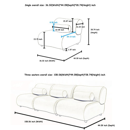 Contemporary Modular 3 Seat Sectional With Deep Seating, Soft Backrest Home Essentials