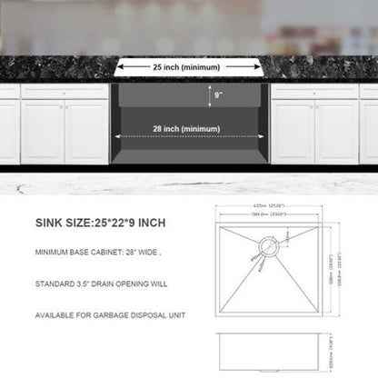 Modern Style Undermount Sink With Stainless Steel, Deep Single Bowl Daily Nest