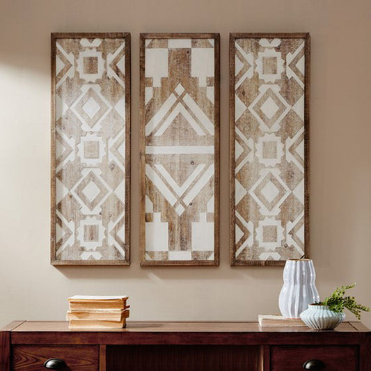 Natural Mandal Printed Wall Decor (Set of 3) - Natural