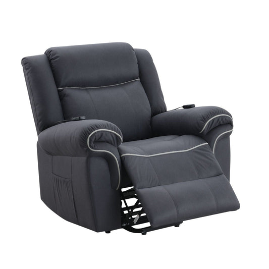 Domana - Polished Microfiber Power Nirion Recliner With Lift Heating Massage Chair - Dark Blue Acme