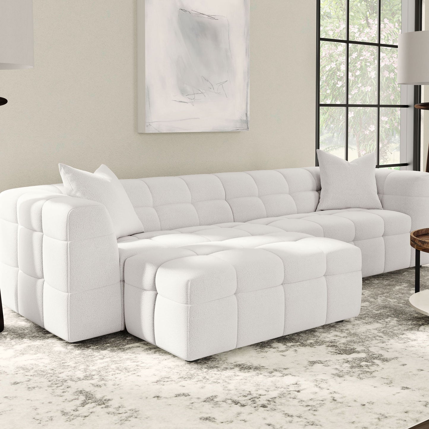 Sooke - Rectangular Ottoman - Off White Furniture Max