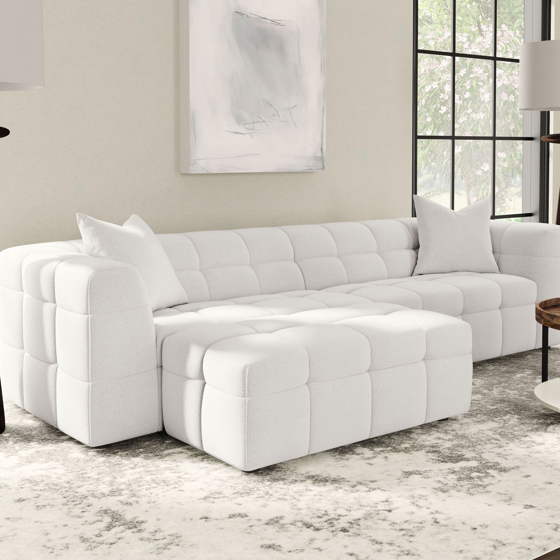 Sooke - Rectangular Ottoman - Off White Furniture Max