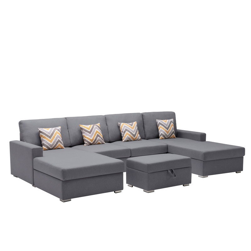 Nolan - Fabric 5 Piece Sectional Sofa With Interchangeable Legs Lilola Home