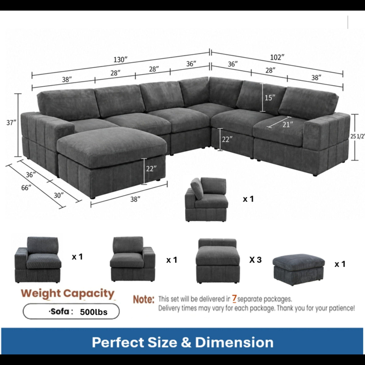 Modular Sectional Sofa, Reversible Set Home Essentials