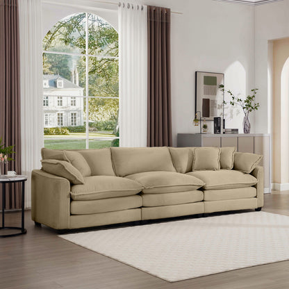 Mid-Century Modern 3 Seater Sectional Sofa With Arm And Throw Pillows Home Essentials