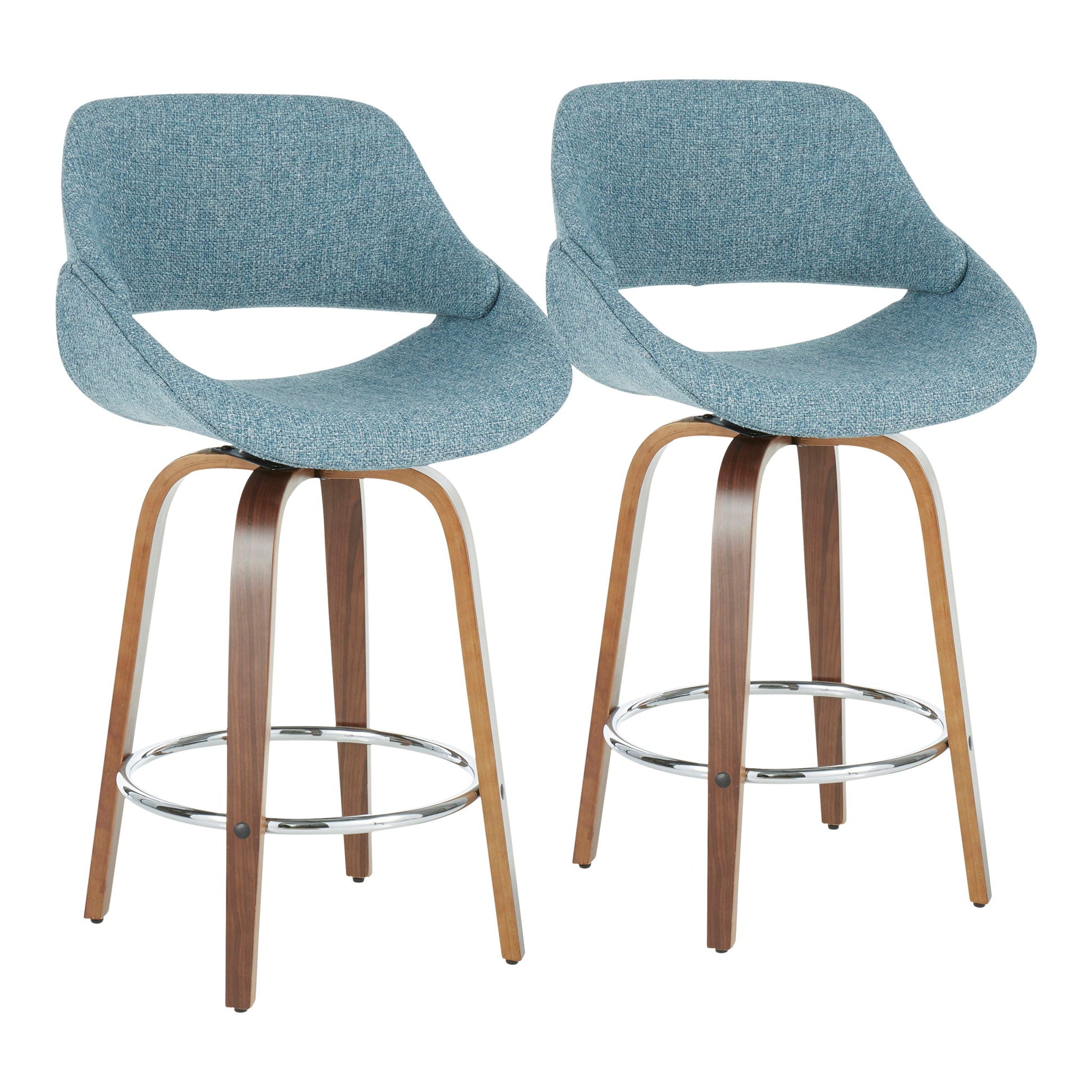 Fabrico - Mid Century Modern, Fixed Height Counter Stool With Round Footrest (Set of 2) Lumi Source