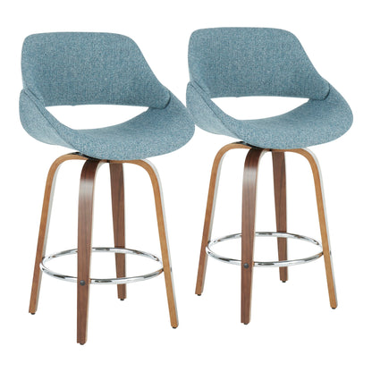 Fabrico - Mid Century Modern, Fixed Height Counter Stool With Round Footrest (Set of 2) Lumi Source