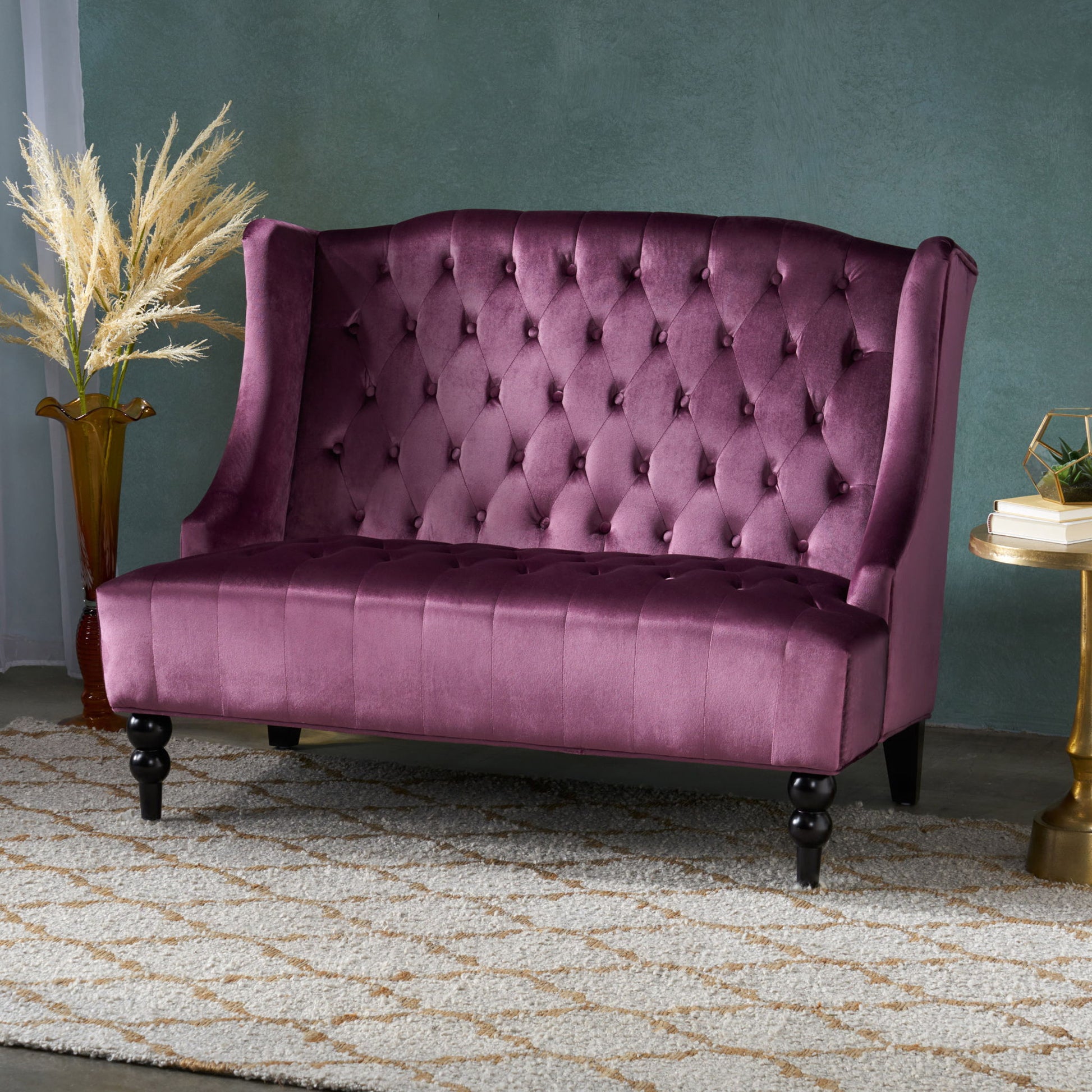 Nurturing - Upholstered Loveseat With Wing Back And Diamond Tufting Noble House