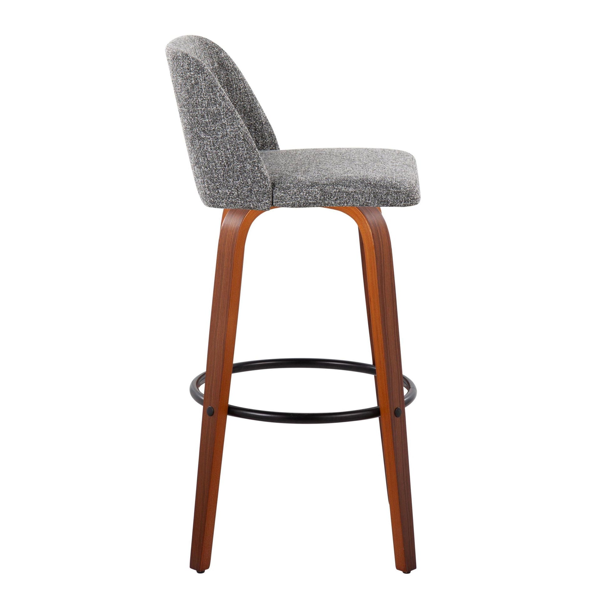 Toriano - Mid Century Modern Fixed Height Barstool Swivel And Round Footrest (Set of 2) Lumi Source
