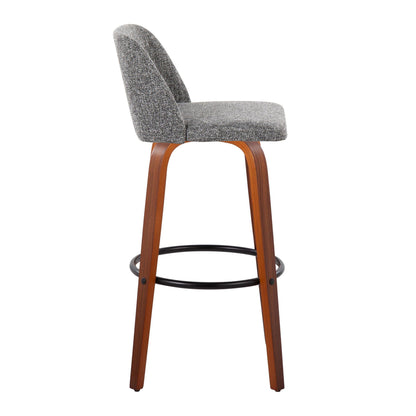 Toriano - Mid Century Modern Fixed Height Barstool Swivel And Round Footrest (Set of 2) Lumi Source