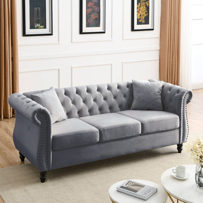 Chesterfield Sofa With Rolled Arms And Nailhead Trim Home Essentials