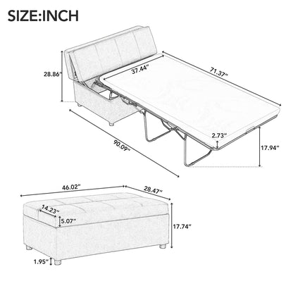 Twin Size Folding Ottoman Sleeper Bed With Mattress Convertible Guest Bed