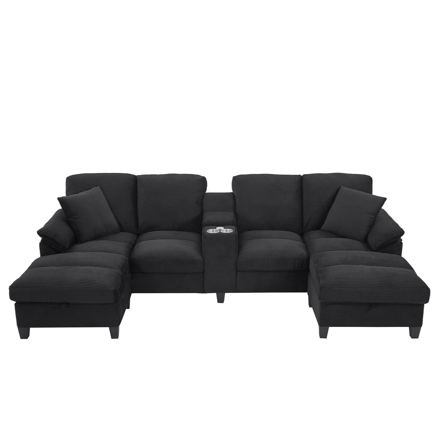 Modern U-Shaped Sectional Sofa With Storage Ottomans Hearth and Haven