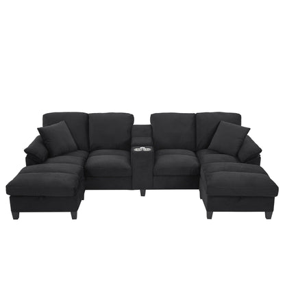 Modern U-Shaped Sectional Sofa With Storage Ottomans Hearth and Haven