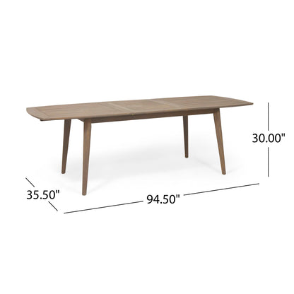 Modern Outdoor Dining Set With Expandable Acacia Wood Table Noble House