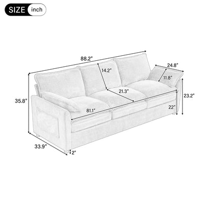 Modern Sofa Set With Double Layer Cushion And Side Storage Pockets Hearth and Haven