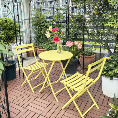 3 Piece Patio Bistro Set Of Foldable Round Table And Chairs Home Essentials