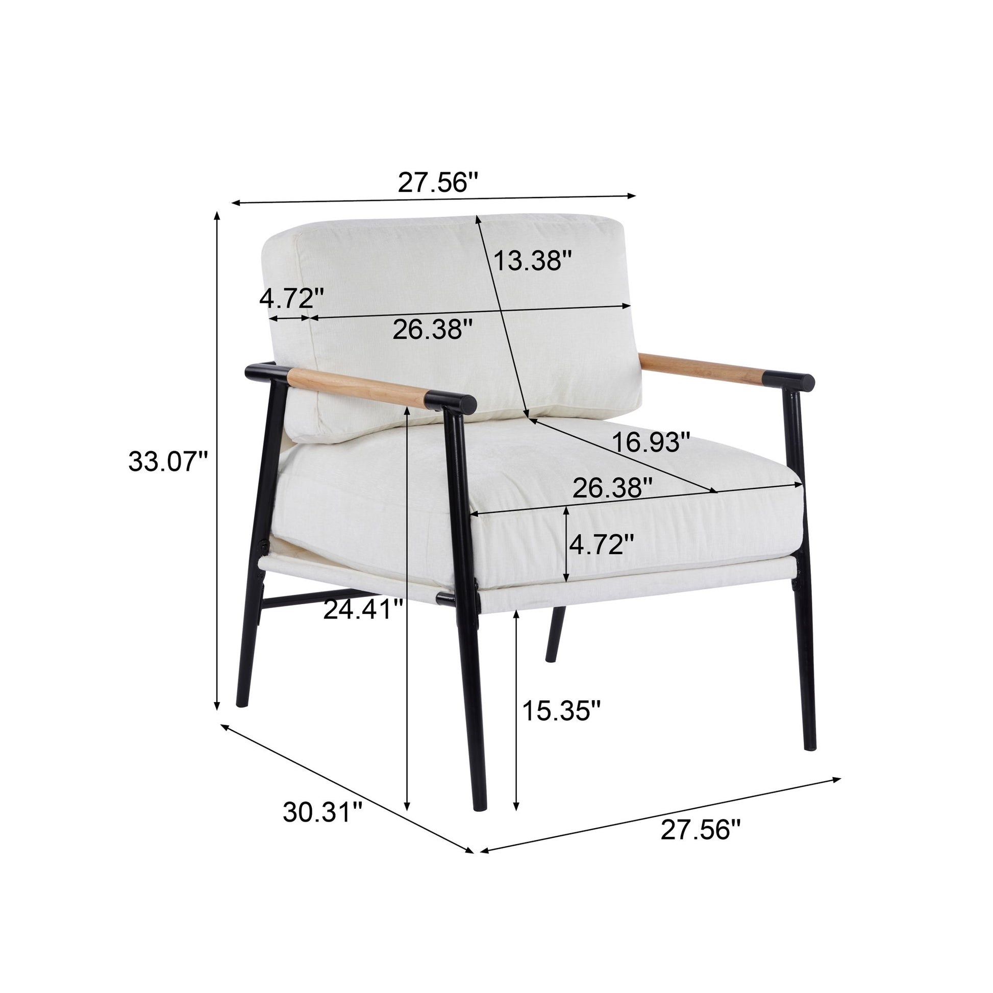 Modern Accent Chair With Cushions, Cozy Seating Noble House