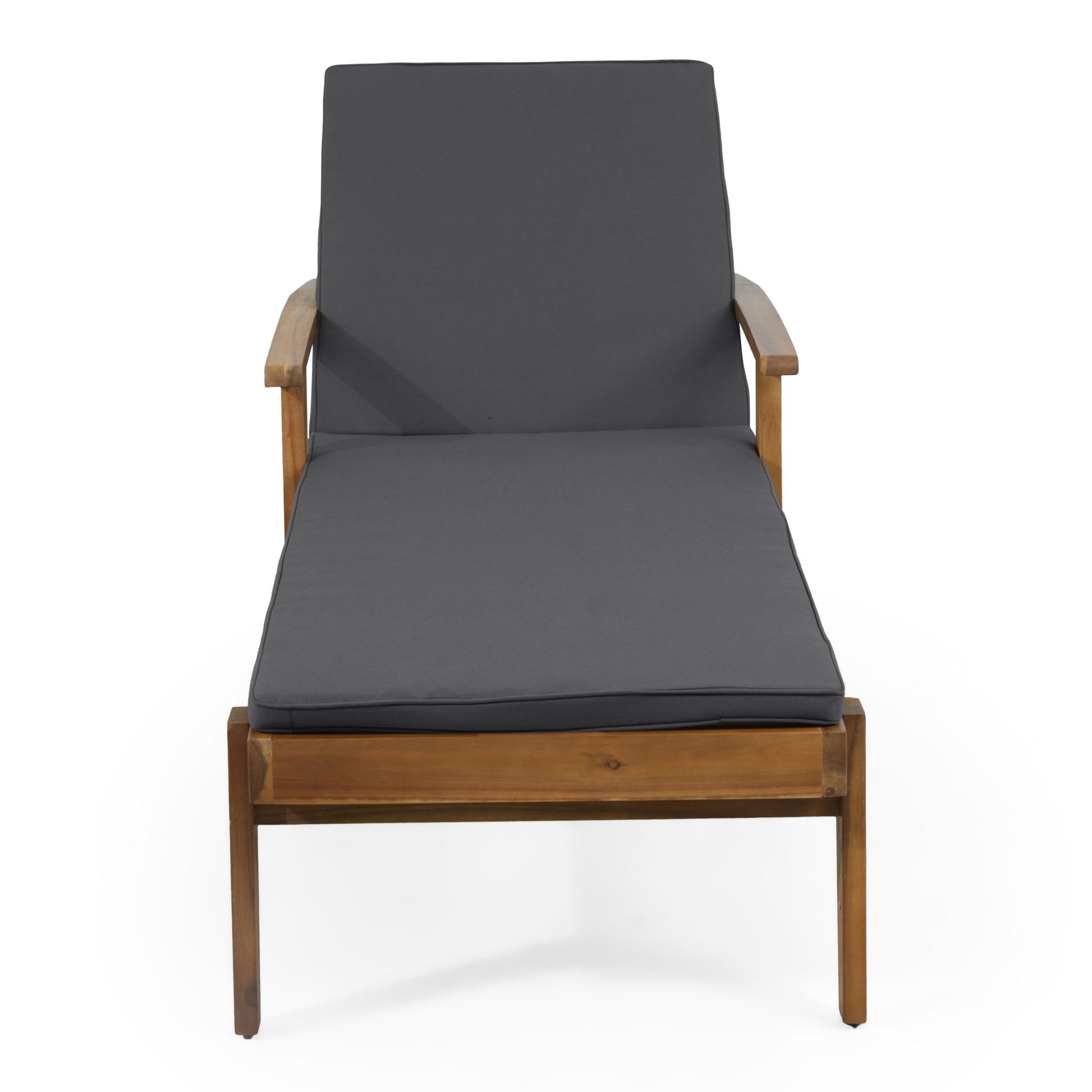 Jason - Black Chaise Lounge Adjustable Acacia Wood Outdoor Furniture Noble House