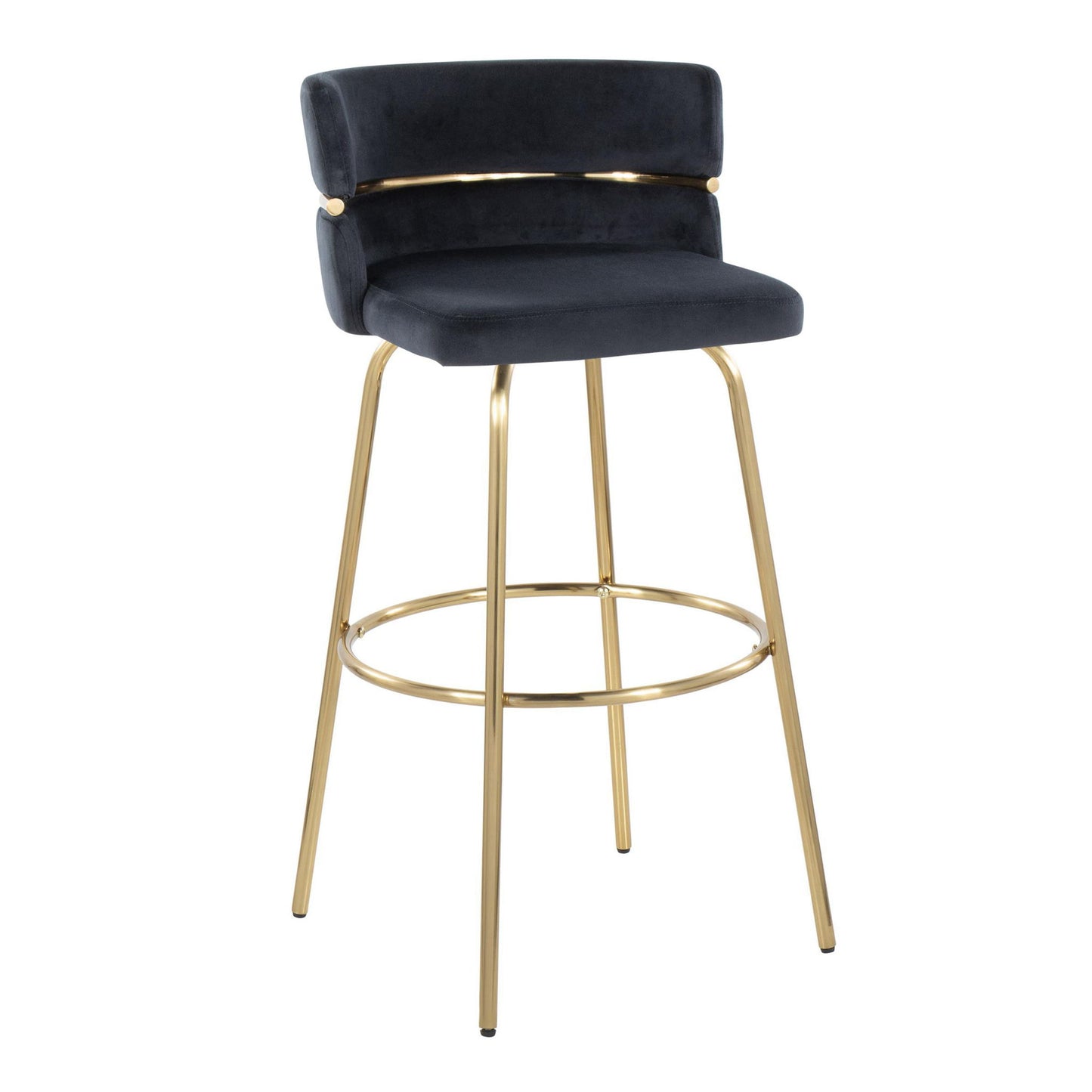 Cinch - Glam / Art Deco Fixed Height Barstool With Swivel With Round Footrest (Set of 2) Lumi Source