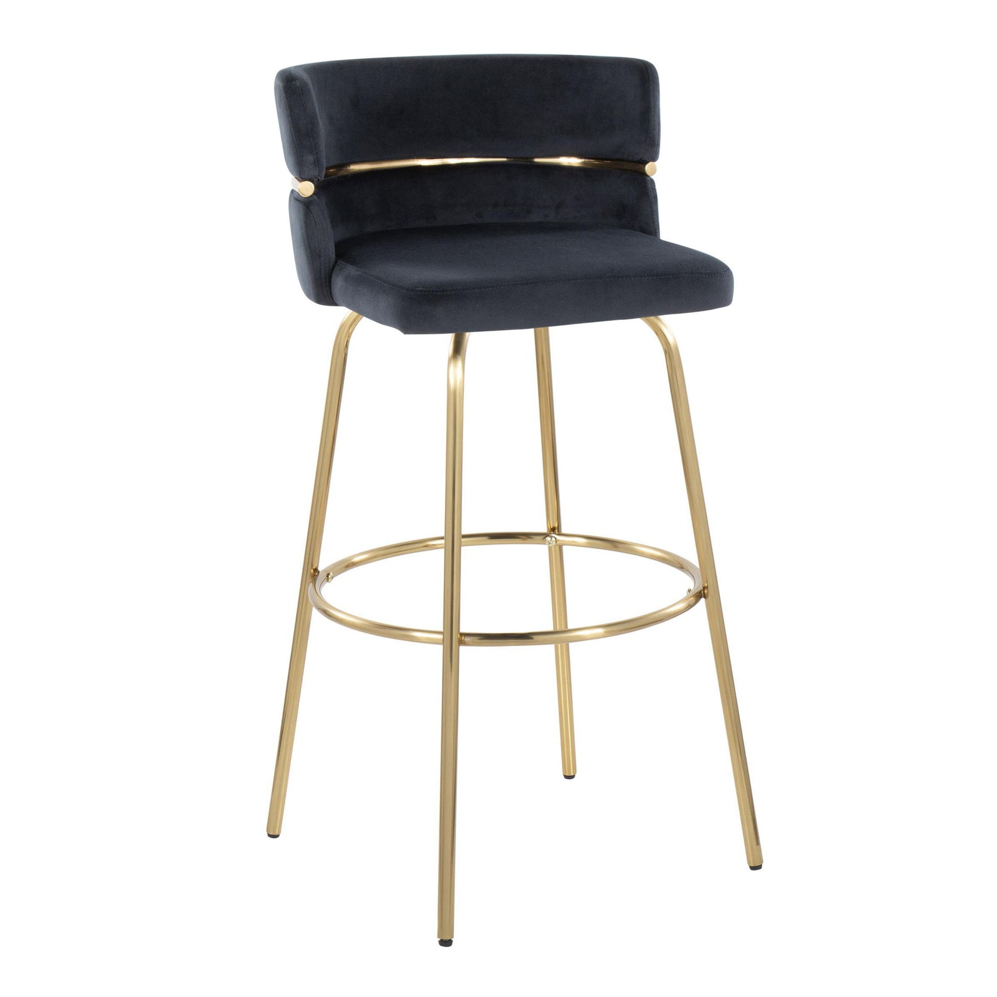 Cinch - Glam / Art Deco Fixed Height Barstool With Swivel With Round Footrest (Set of 2) Lumi Source