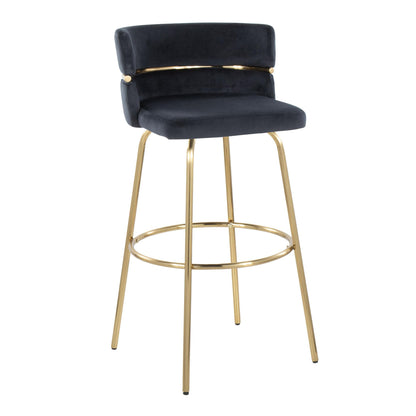 Cinch - Glam / Art Deco Fixed Height Barstool With Swivel With Round Footrest (Set of 2) Lumi Source