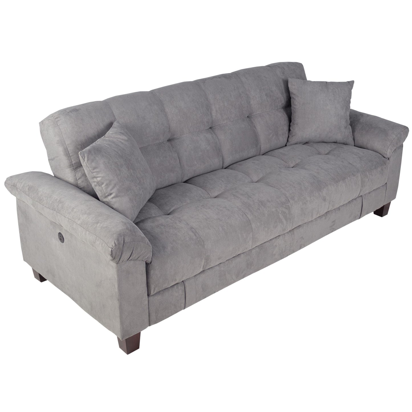 Adjustable Sofa With Hidden Storage And USB Port, Plush Cube Pattern Couch With Pillows - Gray Home Essentials