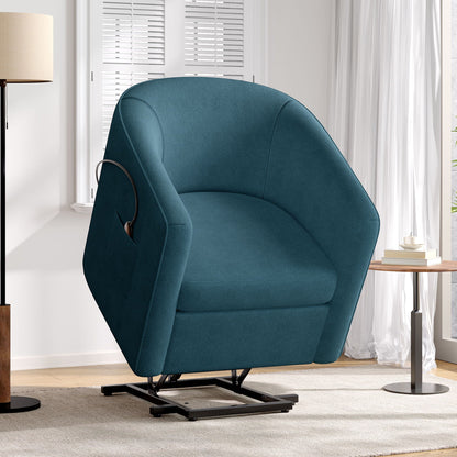Power Lift Recliner Barrel Shape Reclining Chair With Footrest And Side Pocket Noble House
