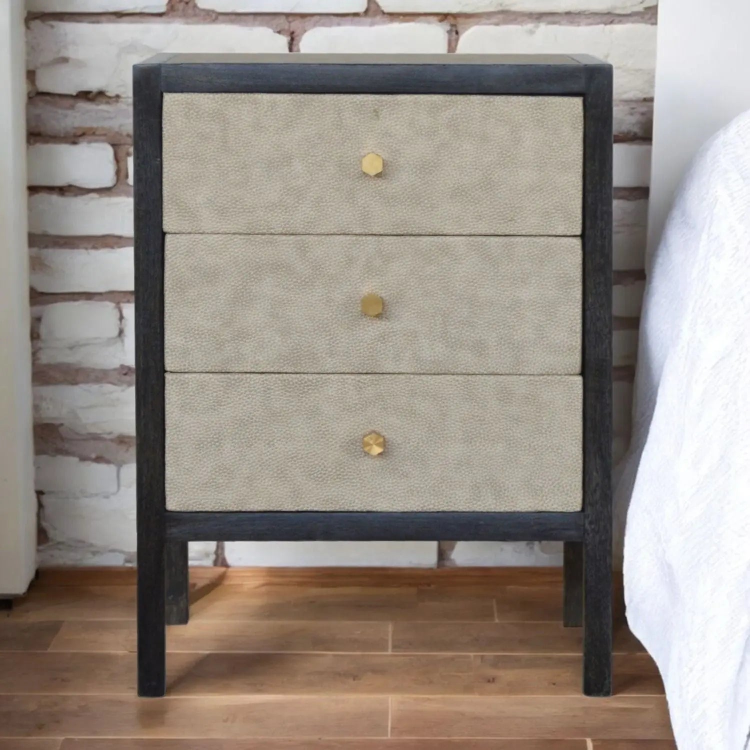 Nightstand, 3 Drawer - Black Artisan Furniture