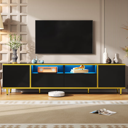 TV Stand For TVs Up To 80", Entertainment Center With 2 Shelves And LED Lights Hearth and Haven