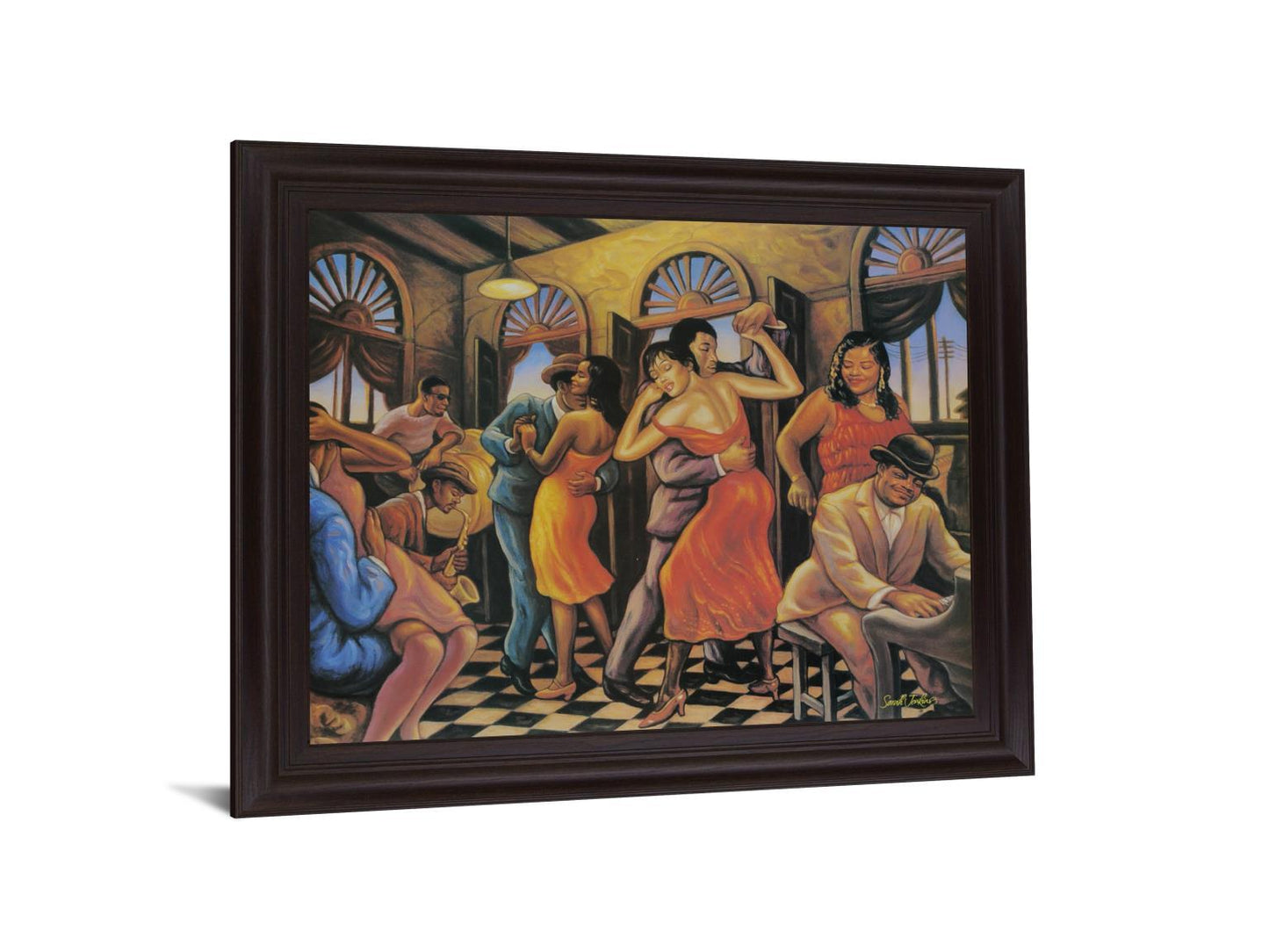 Jazzy Scarlet Soirée - 28" x 34" Framed Wall Art Classy Art