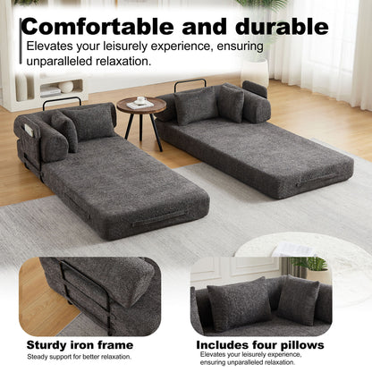 Convertible Sleeper Sofa Bed With Cylindrical Pillow Home Essentials
