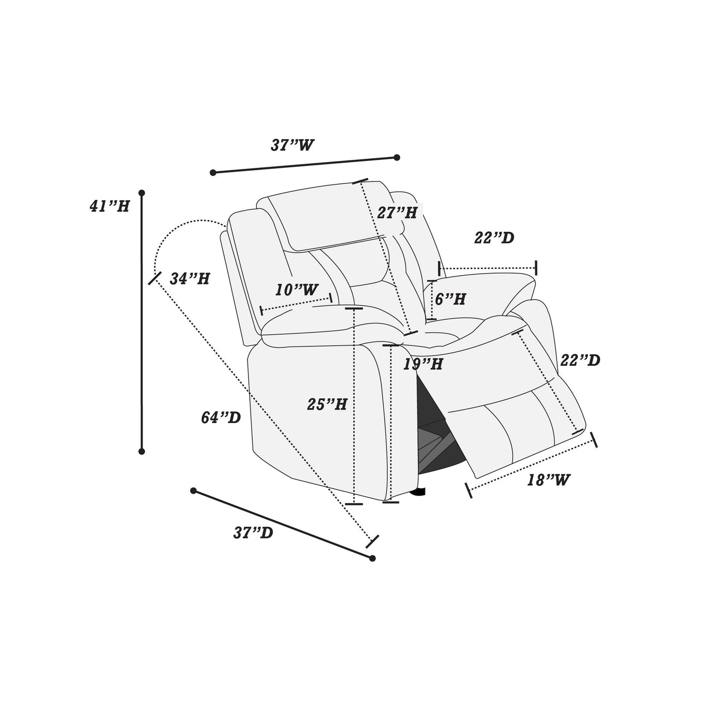 Modern Recliner With Pillow Arms And Headrest Home Essentials