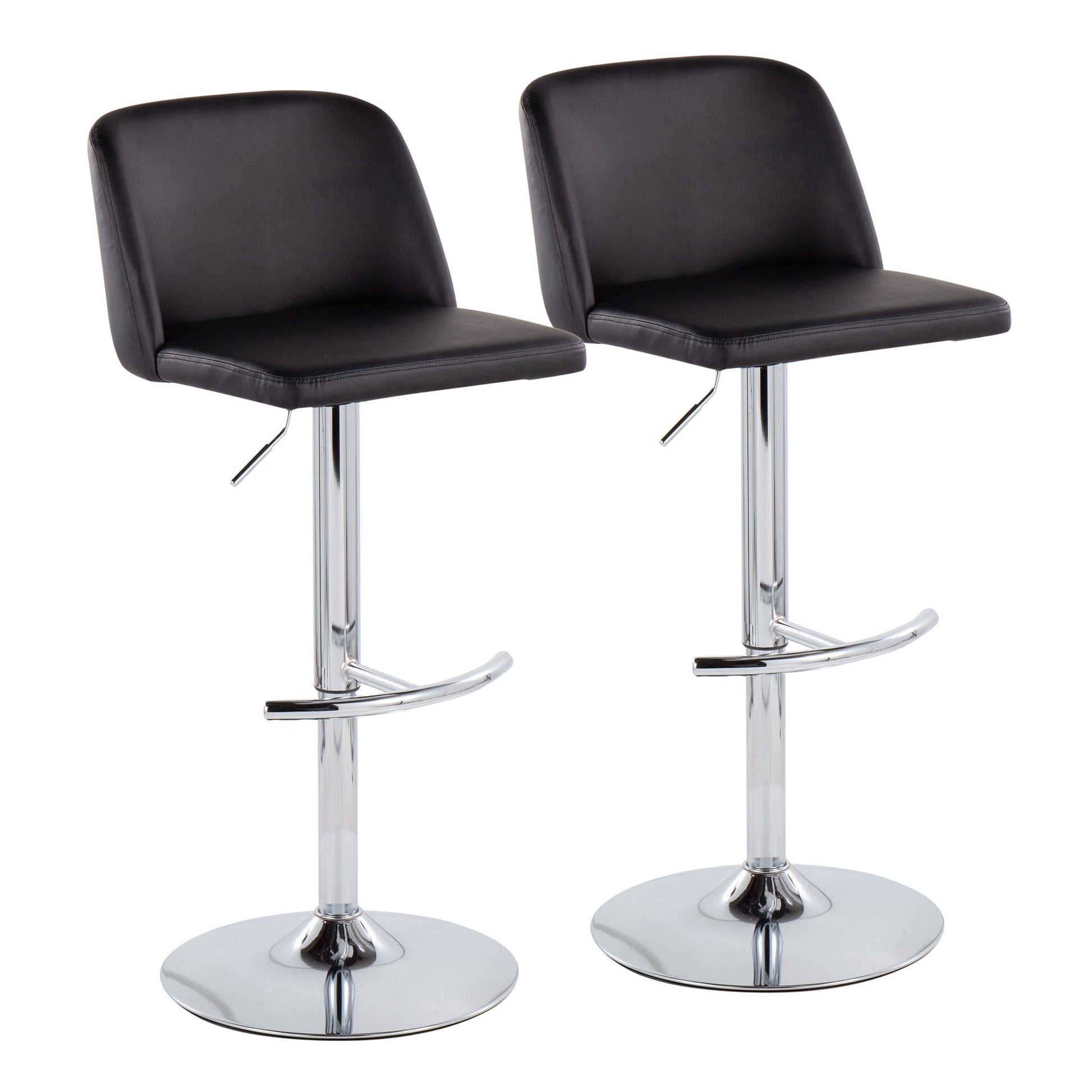 Toriano - Contemporary Adjustable Barstool With Swivel & Rounded T Footrest (Set of 2) Lumi Source