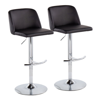 Toriano - Contemporary Adjustable Barstool With Swivel & Rounded T Footrest (Set of 2) Lumi Source