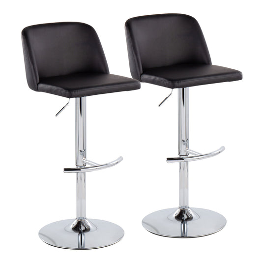 Toriano - Contemporary Adjustable Barstool With Swivel & Rounded T Footrest (Set of 2) Lumi Source
