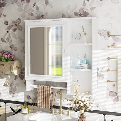 Wall Mounted Bathroom Storage Cabinet, Medicine Cabinets With Large Mirror Door, Adjustable Shelves And Three Open Storage Levels(Not Include Bathroom Vanity) Hearth and Haven