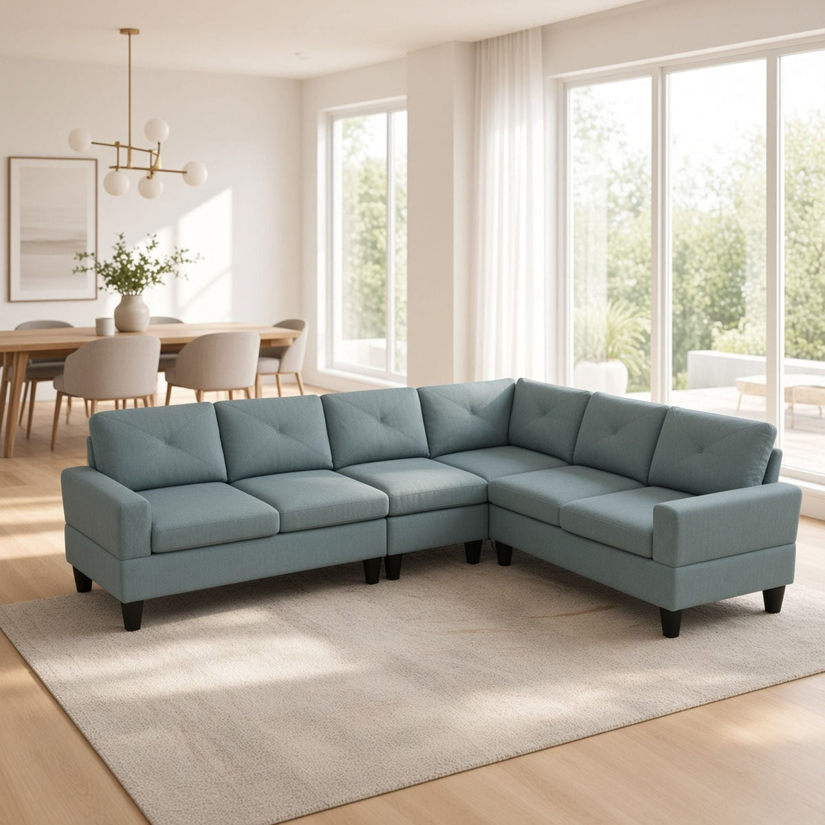 Modular L - Shaped Sectional Sofa 6 Seater 4 Piece Couch With Chaise Home Essentials