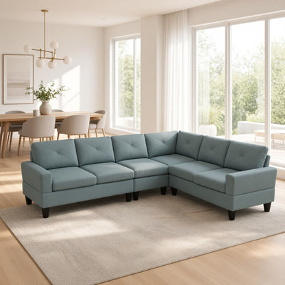 Modular L - Shaped Sectional Sofa 6 Seater 4 Piece Couch With Chaise Home Essentials
