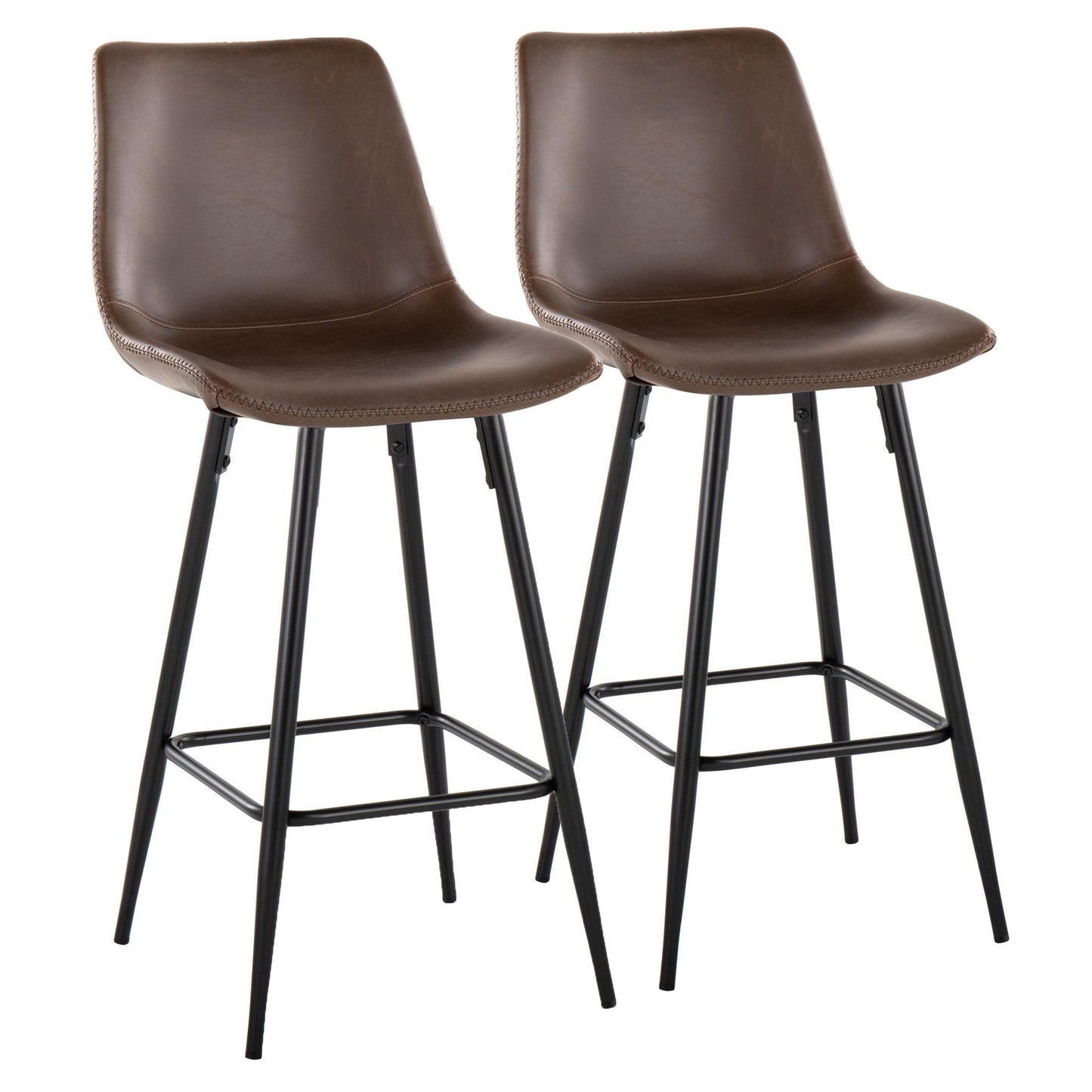 Durango - Industrial / Urban Fixed Height Counter Stool Square Footrest (Set of 2) - Black / Espresso Lumi Source