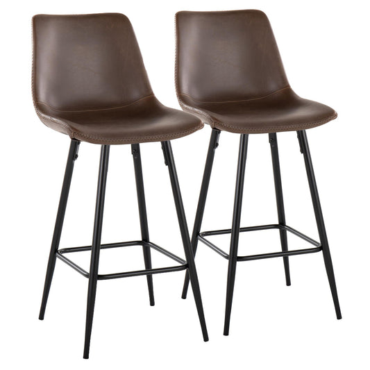 Durango - Industrial / Urban Fixed Height Counter Stool Square Footrest (Set of 2) - Black / Espresso Lumi Source