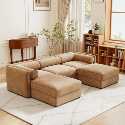 Contemporary Elegant White Chenille Sofa With Storage And Ottoman Home Essentials