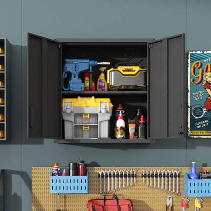 Metal Wall Mounted Tool Storage Cabinet With 2 Locking Doors, Adjustable Shelf, And Drawer Daily Nest