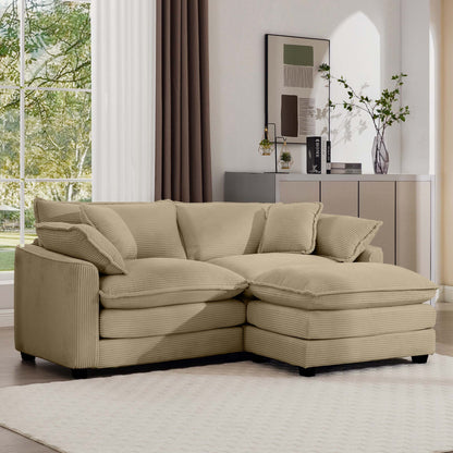 Modern Oversized Modular Cushion Sofa With Ottoman, Low Back, Deep Seating Sofa Set Home Essentials