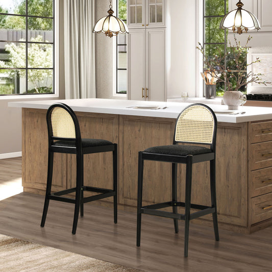 Panama - Curved Back Cane Bar Stool (Set of 2) Jennifer Taylor Home