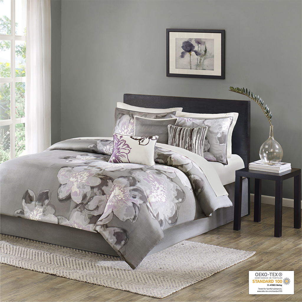 Serena - California King Piece Comforter (Set of 7) - Gray