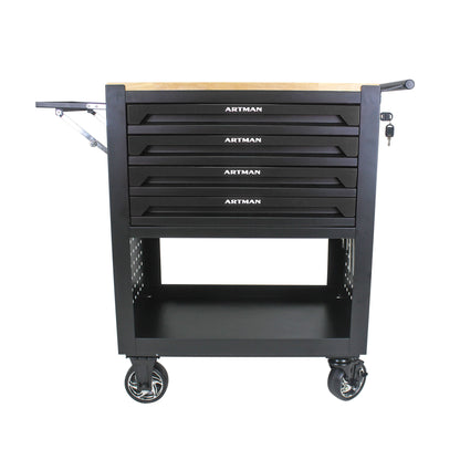 4 Drawers Multifunctional Tool Cart With Wheels And Wooden Top Daily Nest