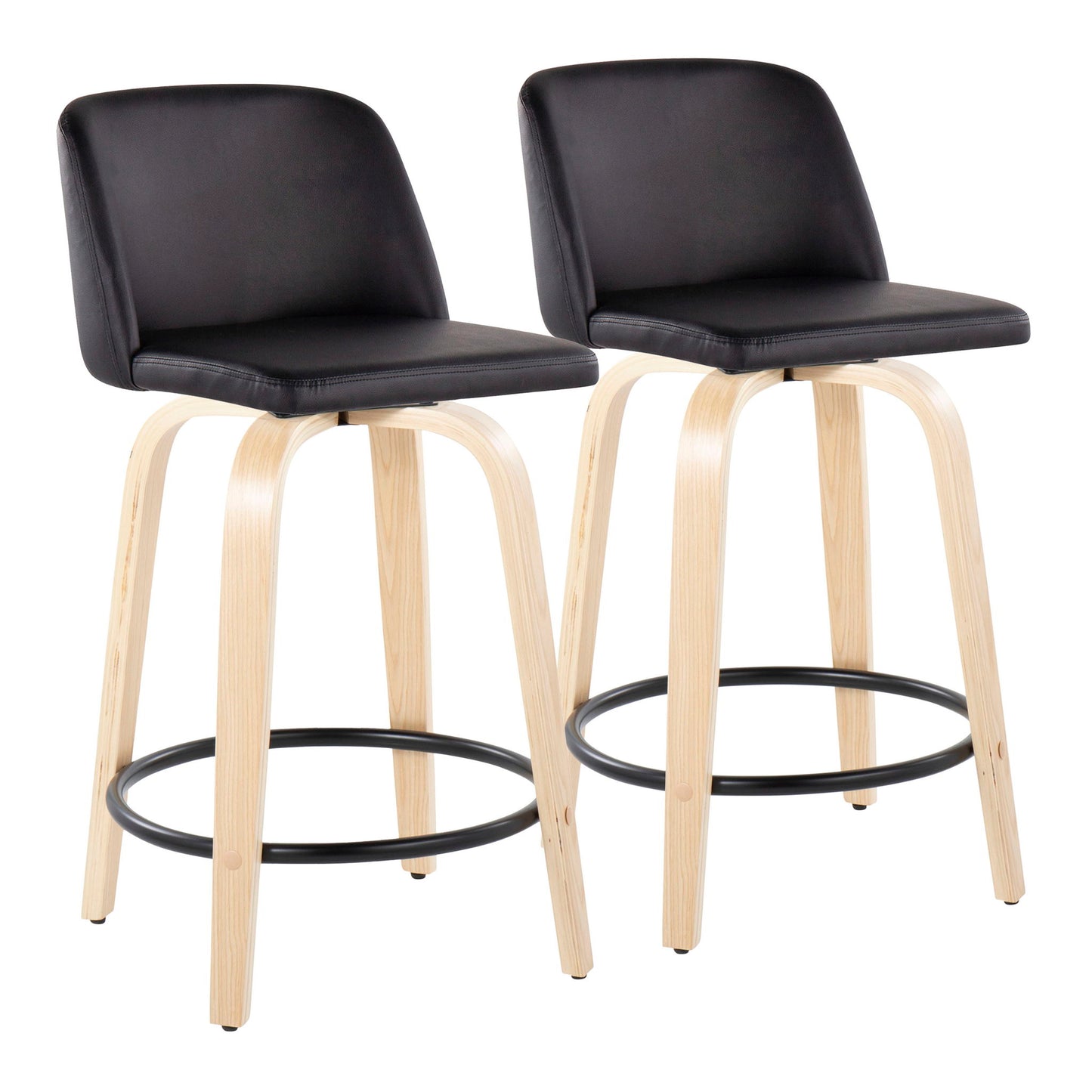 Toriano - Contemporary, Fixed Height Counter Stool With Swivel And Round Footrest (Set of 2) Lumi Source